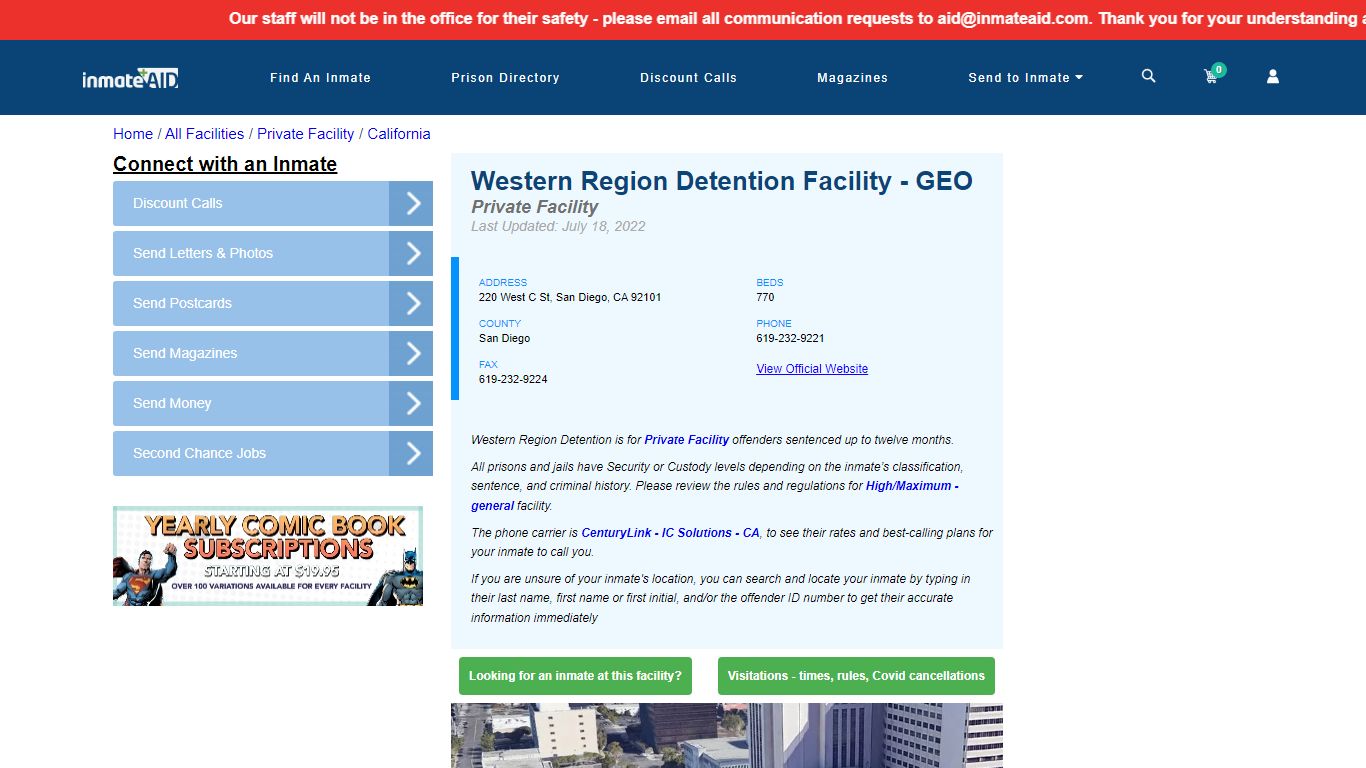 Western Region Detention Facility - GEO - Inmate Search ...